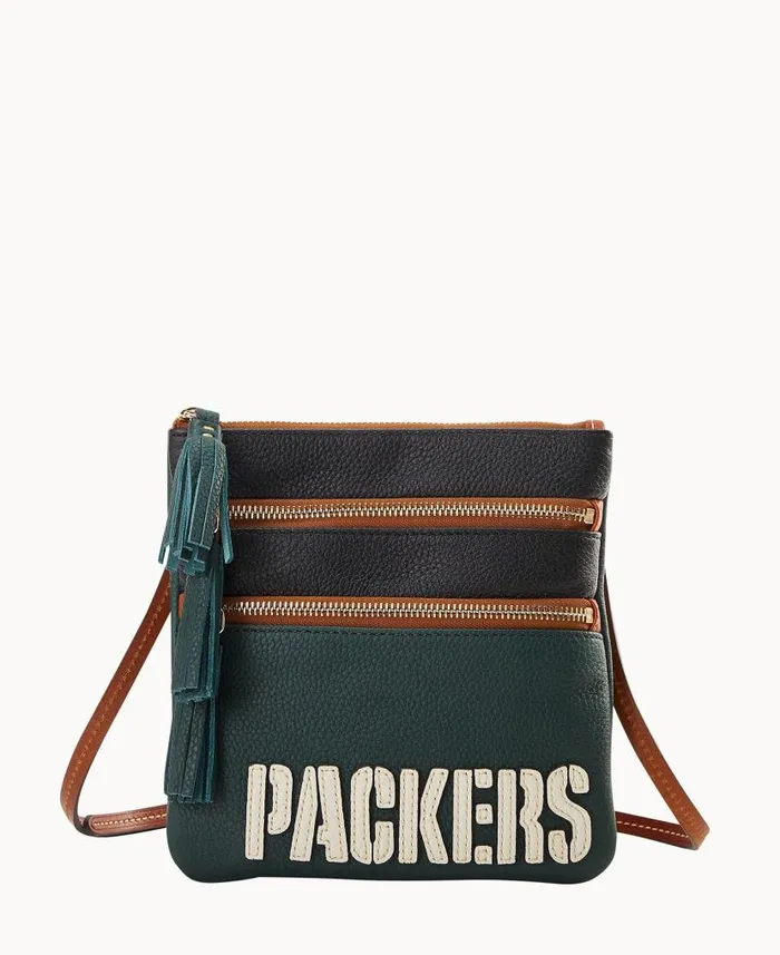 NFL Packers Triple Zip Crossbody Packers Woman Dooney and Bourke Crossbodies