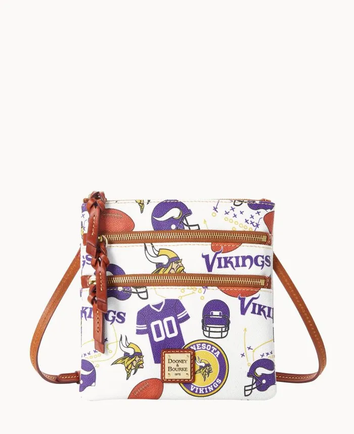 NFL Vikings N S Triple Zip Crossbody Vikings Woman Dooney and Bourke Crossbodies NFL Vikings N S Triple Zip Crossbody Vikings Woman Dooney and Bourke Crossbodies