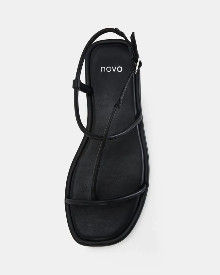 NOVO Shoes Flat Sandals Women REPOSADO BLACK Flat Sandals