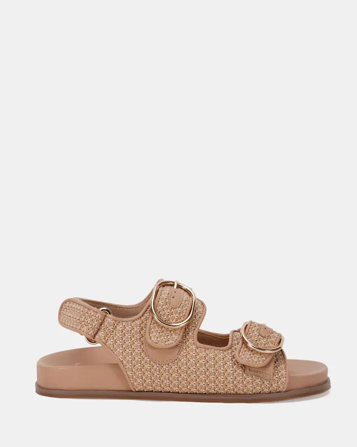 NOVO Shoes Flat Sandals Women TERI NATURAL RAFFIA Strappy Sandals