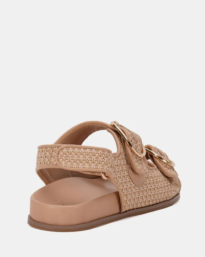 NOVO Shoes Flat Sandals Women TERI NATURAL RAFFIA Strappy Sandals