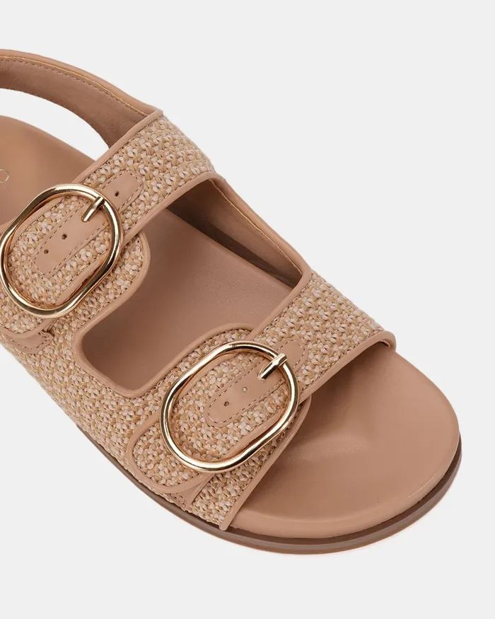 NOVO Shoes Flat Sandals Women TERI NATURAL RAFFIA Strappy Sandals