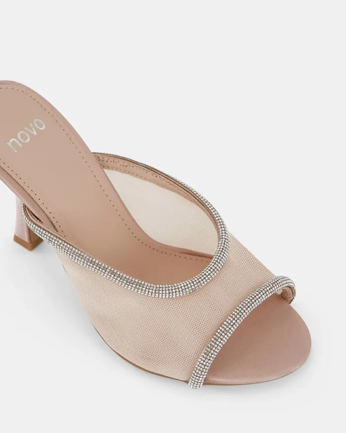 NOVO Shoes ZEMMA NUDE Open Toe Heels Women Party