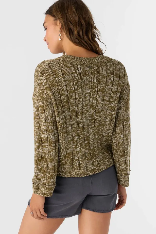 OCEANFRONT HENLEY LONG SLEEVE SWEATER Military Olive Women O039NEILL Clothing