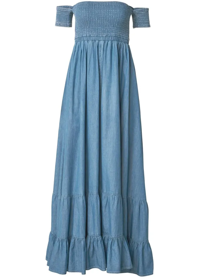 OfftheShoulder Maxi Dress Medium Wash Women VENUS Sundresses