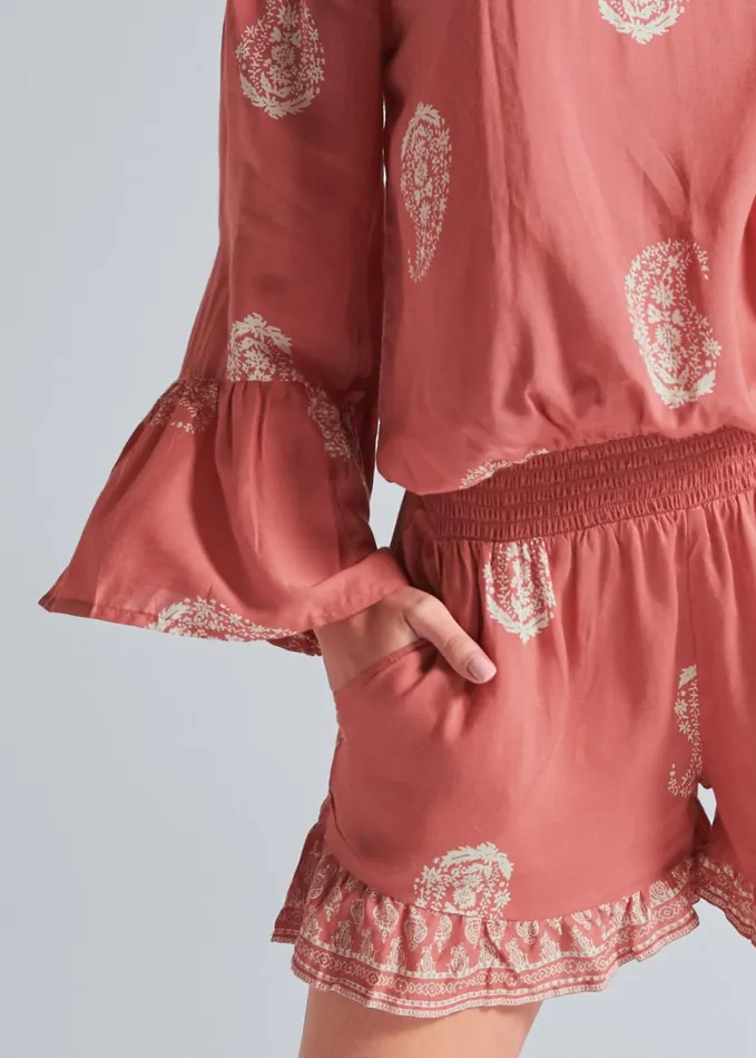 OffTheShoulder Romper Orange Multi Women VENUS Casual Jumpsuits and Rompers