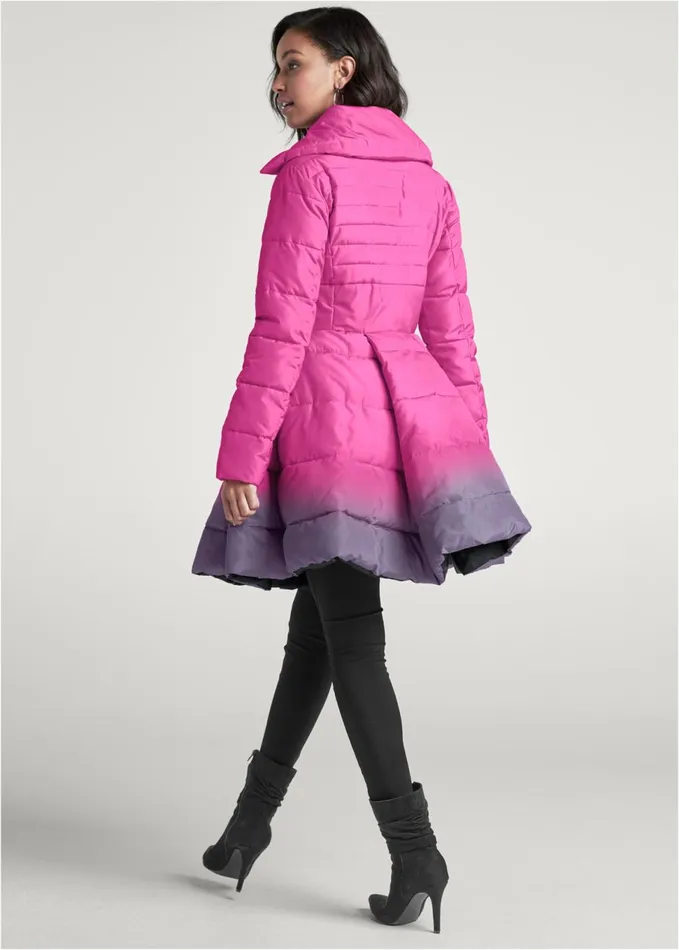 OMBRE PEPLUM PUFFER JACKET Pink Multi Women VENUS Jackets