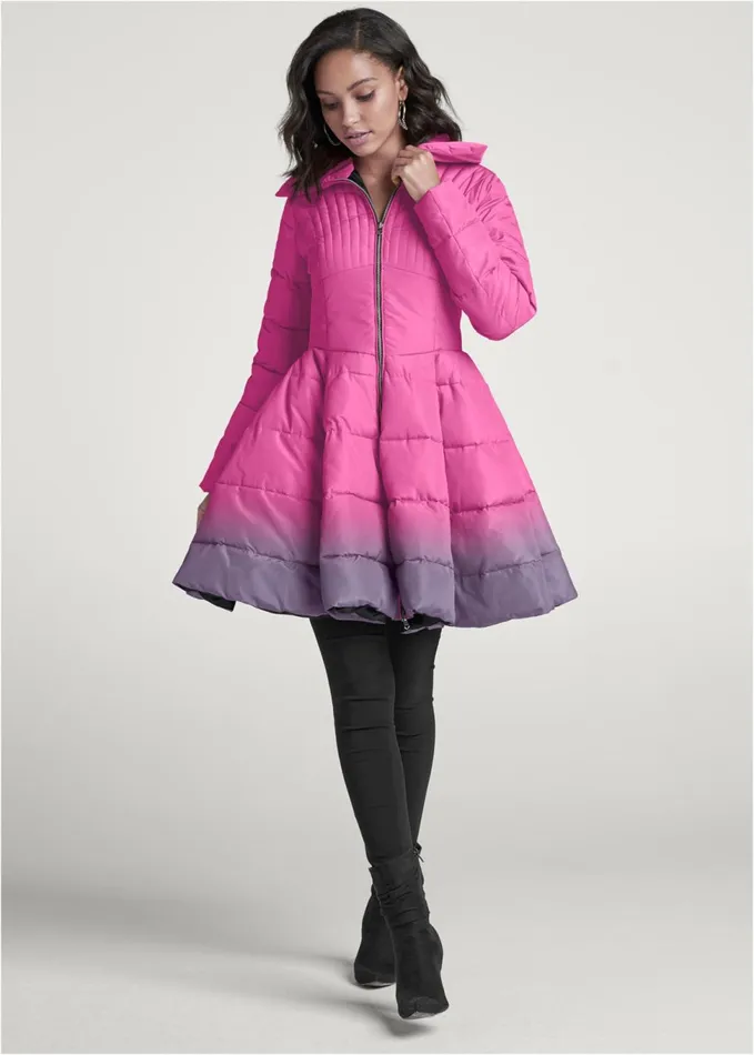 OMBRE PEPLUM PUFFER JACKET Pink Multi Women VENUS Jackets