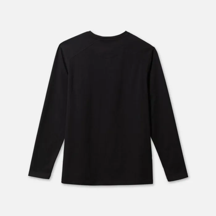 Organic Cotton Blend Long Sleeved Henley Tee Black Men Kenneth Cole TShirts Polos