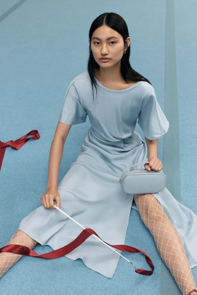 Oroton Drape Front Dress Denim Blue Women Dresses Oroton Drape Front Dress Denim Blue Women Dresses