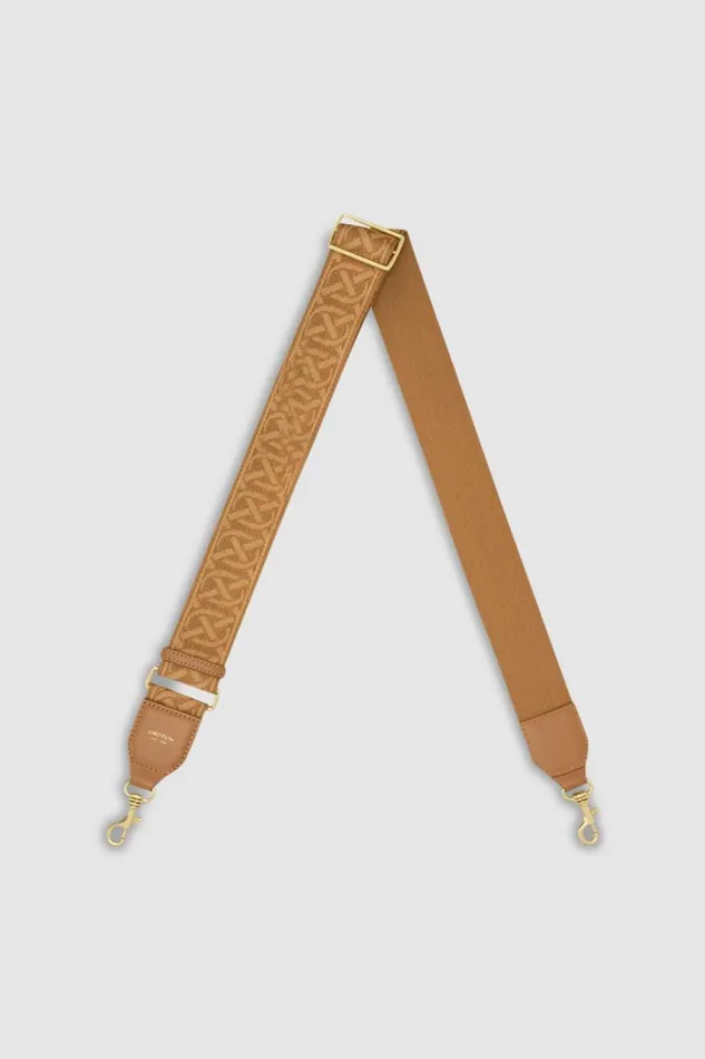 Oroton Logo Bag Strap Dark Camel Women Bag Straps