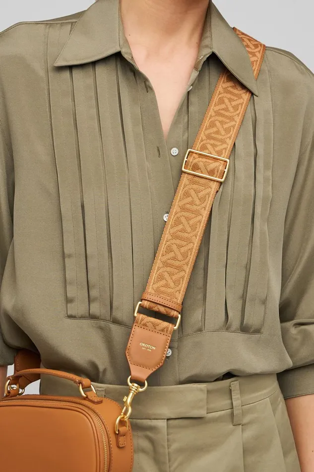 Oroton Logo Bag Strap Dark Camel Women Bag Straps Oroton Logo Bag Strap Dark Camel Women Bag Straps