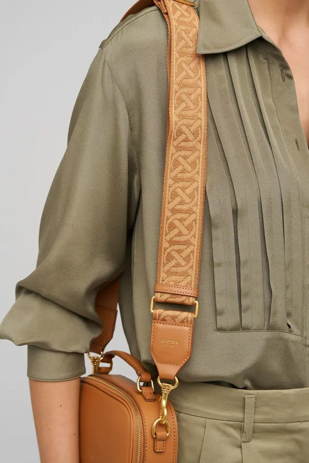 Oroton Logo Bag Strap Dark Camel Women Bag Straps Oroton Logo Bag Strap Dark Camel Women Bag Straps
