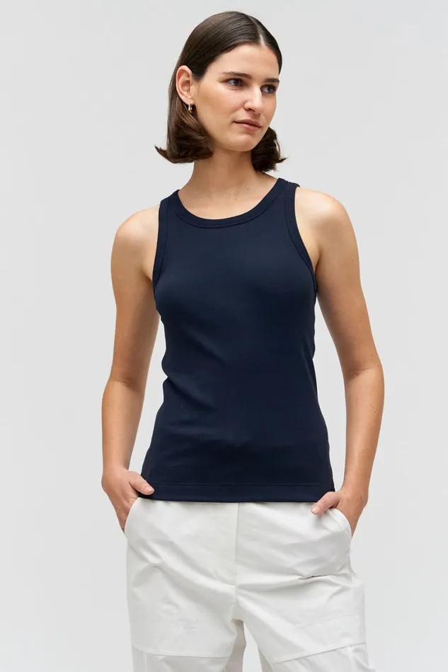 Oroton Lottie Rib Tank North Sea Women Tops Oroton Lottie Rib Tank North Sea Women Tops