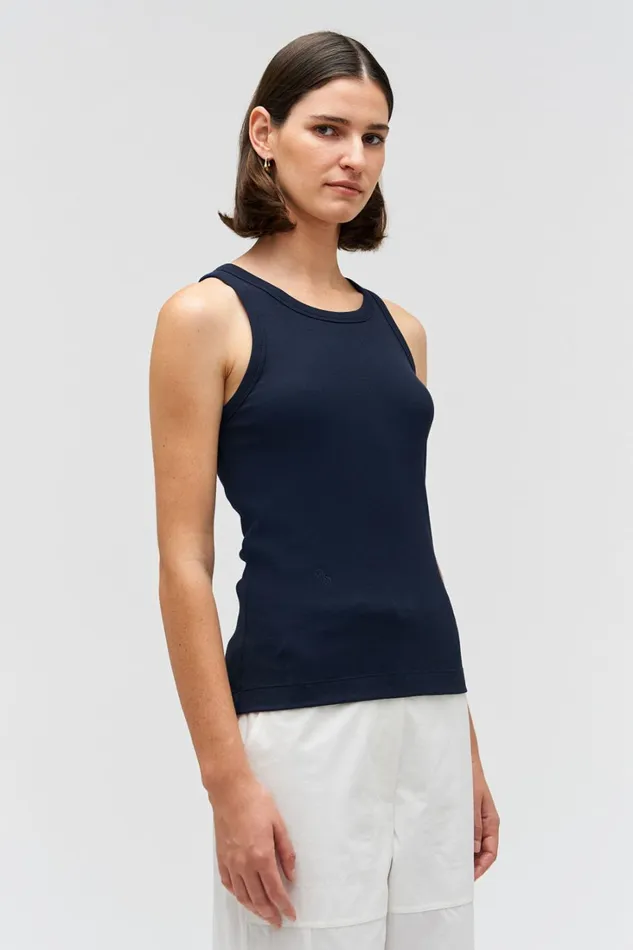 Oroton Lottie Rib Tank North Sea Women Tops Oroton Lottie Rib Tank North Sea Women Tops