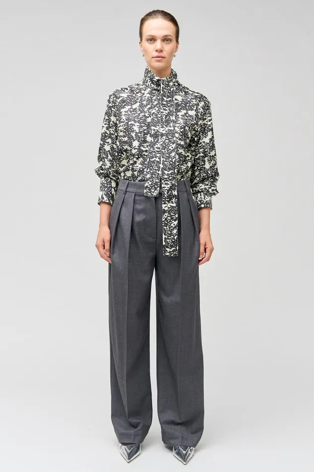 Oroton Pleat Pant Dark Ash Women Pants Oroton Pleat Pant Dark Ash Women Pants