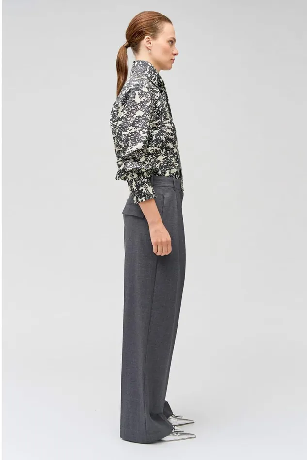 Oroton Pleat Pant Dark Ash Women Pants Oroton Pleat Pant Dark Ash Women Pants