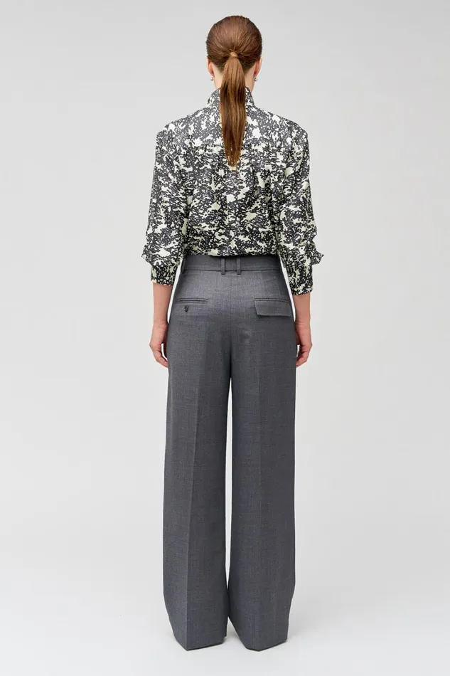 Oroton Pleat Pant Dark Ash Women Pants Oroton Pleat Pant Dark Ash Women Pants