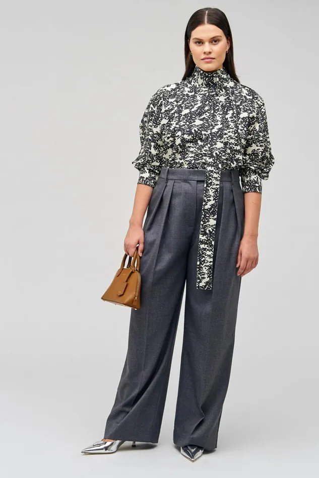 Oroton Pleat Pant Dark Ash Women Pants Oroton Pleat Pant Dark Ash Women Pants