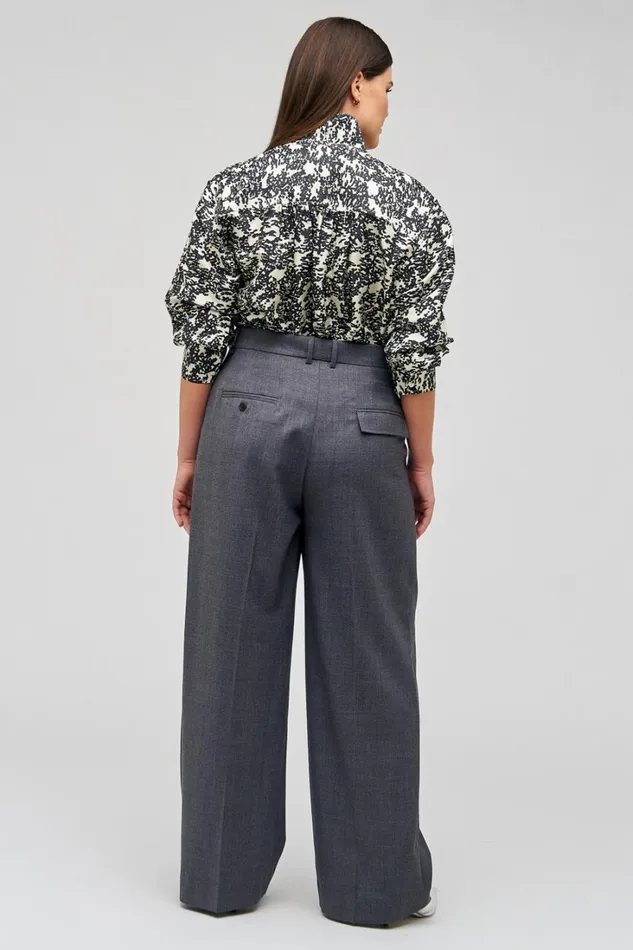 Oroton Pleat Pant Dark Ash Women Pants Oroton Pleat Pant Dark Ash Women Pants