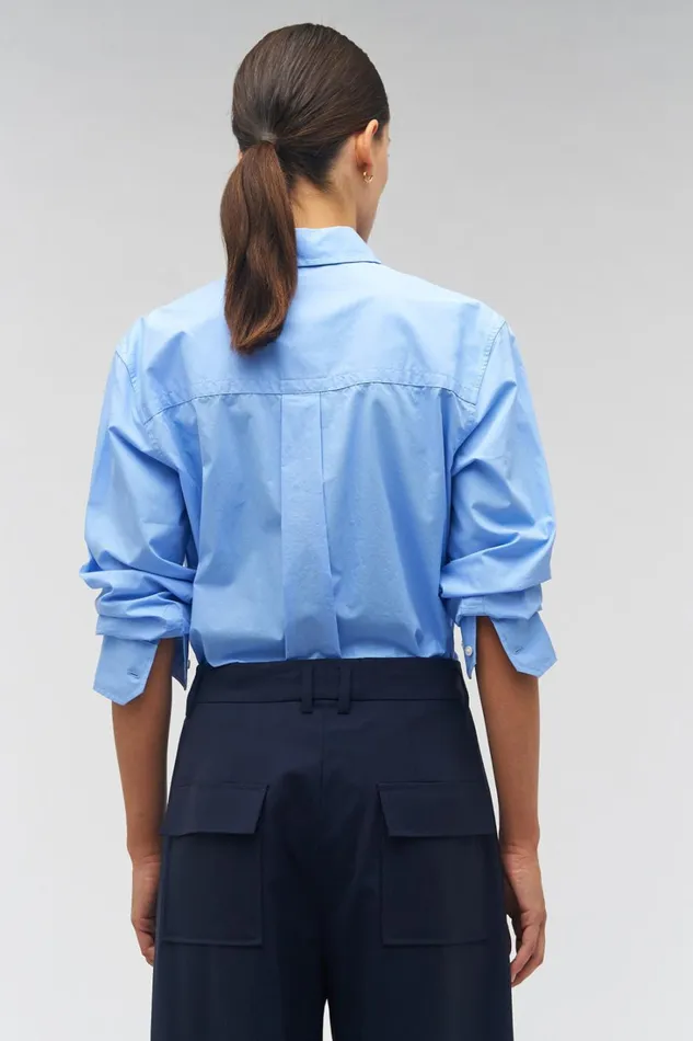 Oroton Poplin Long Sleeve Shirt Delft Blue Women Tops Oroton Poplin Long Sleeve Shirt Delft Blue Women Tops
