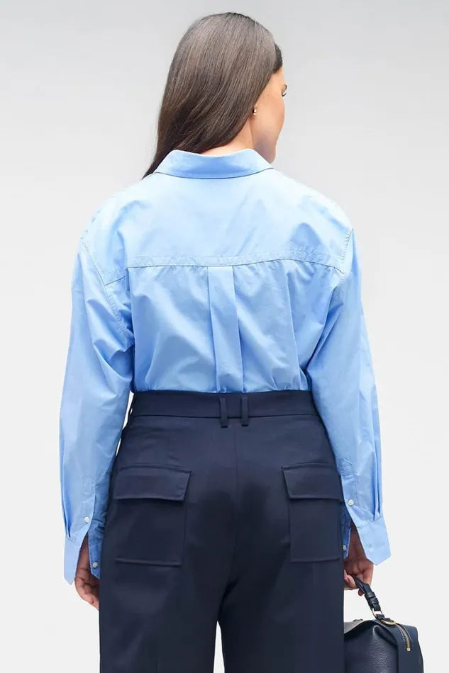 Oroton Poplin Long Sleeve Shirt Delft Blue Women Tops Oroton Poplin Long Sleeve Shirt Delft Blue Women Tops