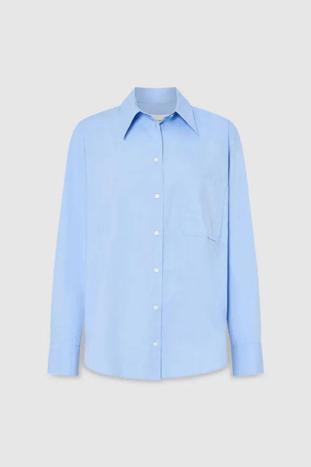 Oroton Poplin Long Sleeve Shirt Delft Blue Women Tops Oroton Poplin Long Sleeve Shirt Delft Blue Women Tops