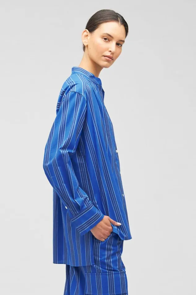 Oroton Swedish Stripe Shirt Folk Blue Women Tops Oroton Swedish Stripe Shirt Folk Blue Women Tops
