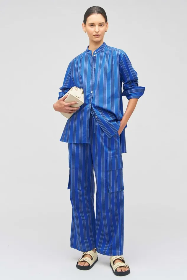 Oroton Swedish Stripe Shirt Folk Blue Women Tops Oroton Swedish Stripe Shirt Folk Blue Women Tops