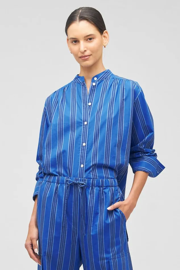 Oroton Swedish Stripe Shirt Folk Blue Women Tops Oroton Swedish Stripe Shirt Folk Blue Women Tops