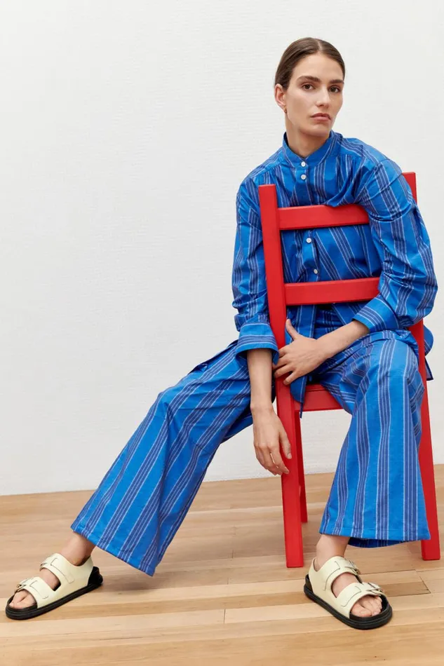 Oroton Swedish Stripe Shirt Folk Blue Women Tops Oroton Swedish Stripe Shirt Folk Blue Women Tops