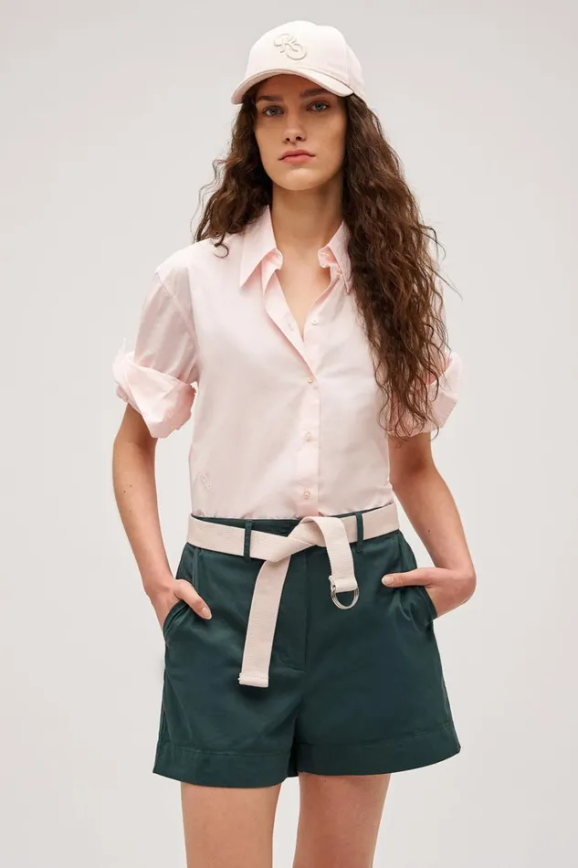 Oroton Wren Poplin Shirt Palest Pink Women Tops