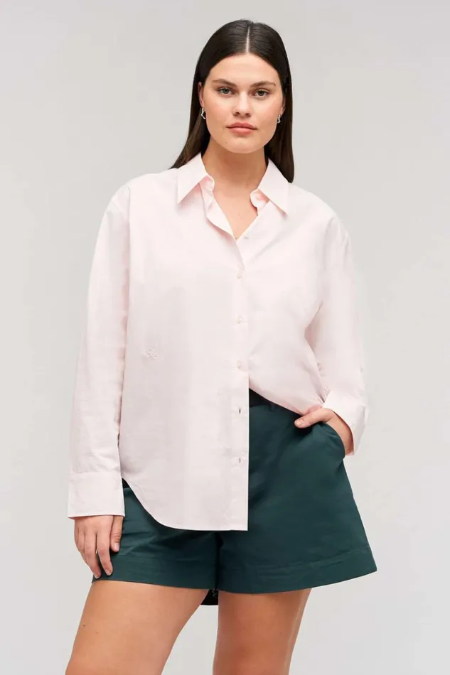 Oroton Wren Poplin Shirt Palest Pink Women Tops