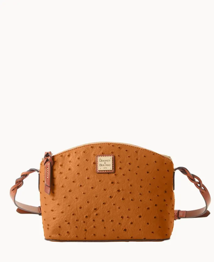 Ostrich Penny Crossbody Caramel Woman Dooney and Bourke Crossbodies