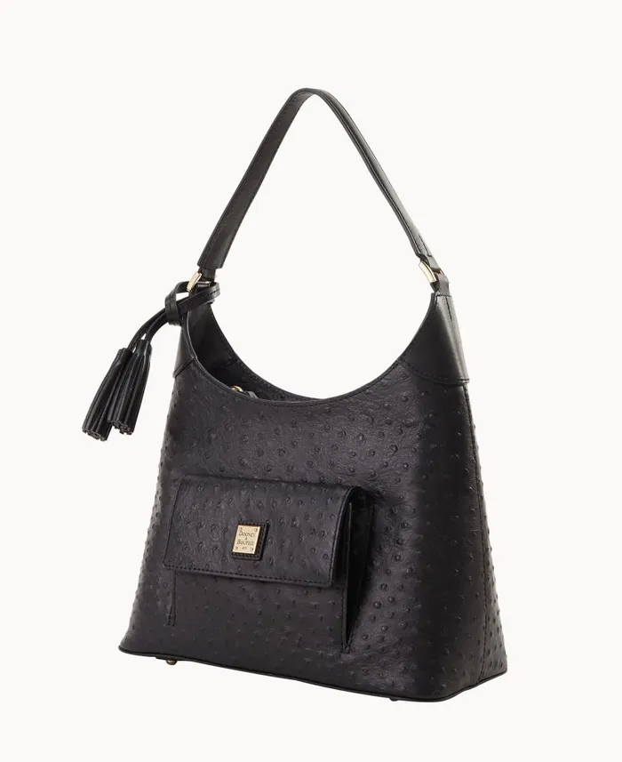 Ostrich Small Hobo Black Woman Dooney and Bourke Shoulder Bags Ostrich Small Hobo Black Woman Dooney and Bourke Shoulder Bags