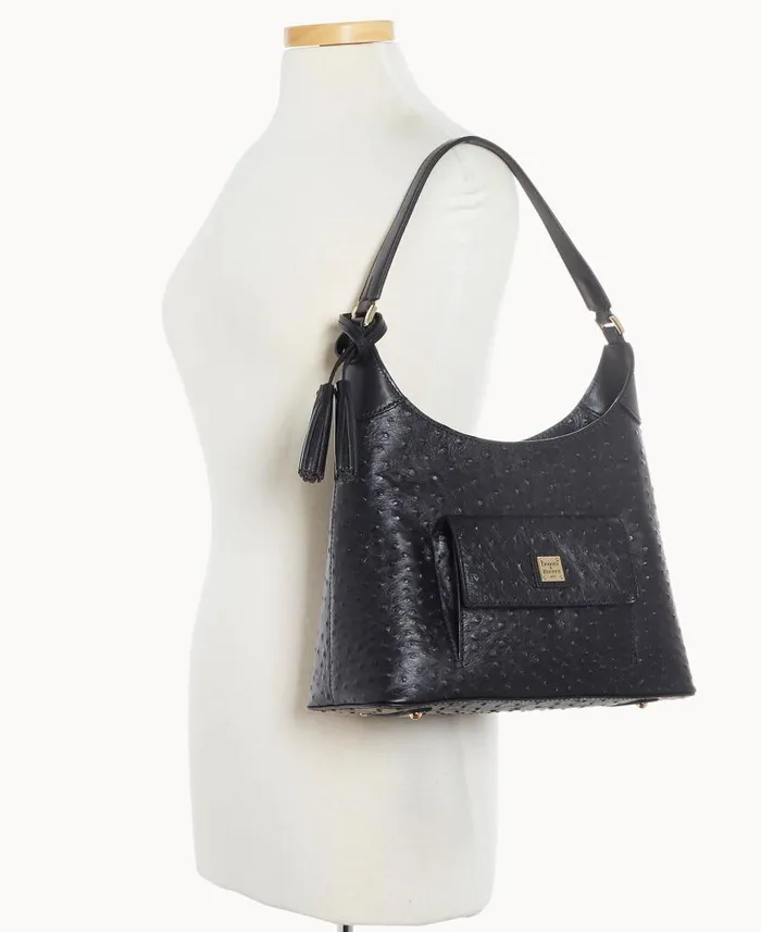Ostrich Small Hobo Black Woman Dooney and Bourke Shoulder Bags Ostrich Small Hobo Black Woman Dooney and Bourke Shoulder Bags