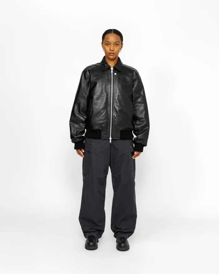 Outerwear MenWomen Stussy LEATHER FLIGHT JACKET