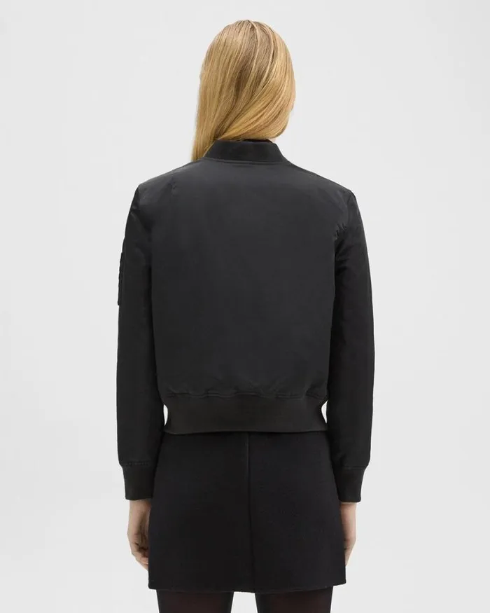 Outerwear Women Theory Classic Bomber Jacket In Recycled Nylon Black Outerwear Women Theory Classic Bomber Jacket In Recycled Nylon Black
