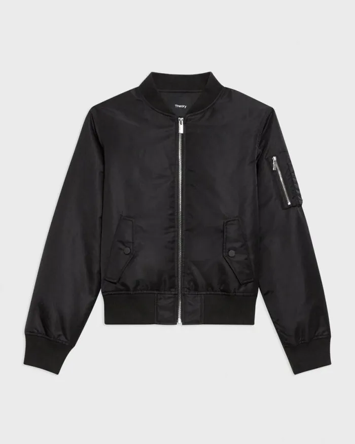 Outerwear Women Theory Classic Bomber Jacket In Recycled Nylon Black Outerwear Women Theory Classic Bomber Jacket In Recycled Nylon Black