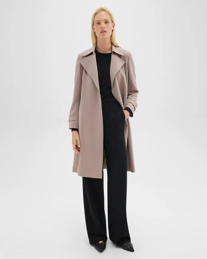 Outerwear Women Theory Oaklane Trench Coat In Admiral Crepe Cinder
