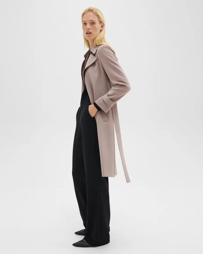 Outerwear Women Theory Oaklane Trench Coat In Admiral Crepe Cinder