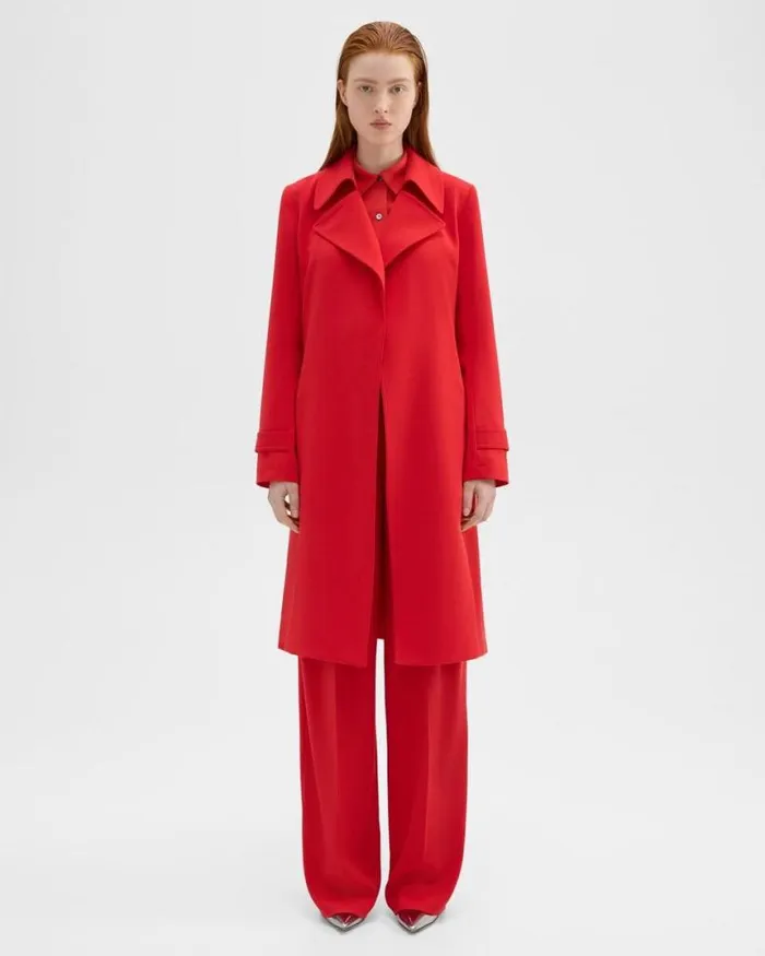 Outerwear Women Theory Oaklane Trench Coat In Admiral Crepe Geranium