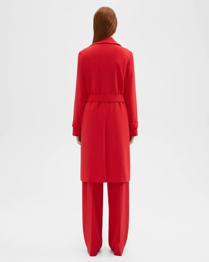 Outerwear Women Theory Oaklane Trench Coat In Admiral Crepe Geranium