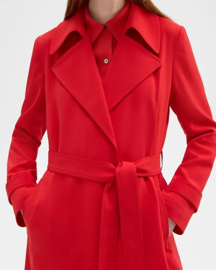 Outerwear Women Theory Oaklane Trench Coat In Admiral Crepe Geranium