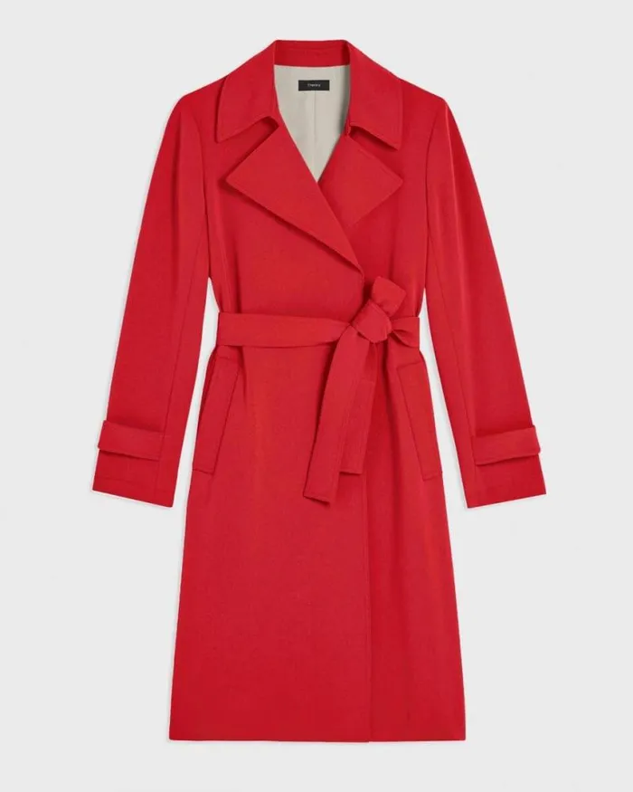 Outerwear Women Theory Oaklane Trench Coat In Admiral Crepe Geranium