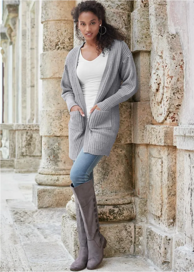 OVERSIZED CARDIGAN Light Grey Women VENUS Cardigans and Dusters