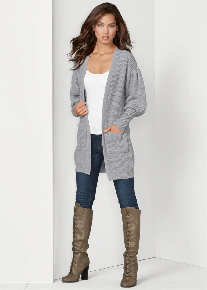 OVERSIZED CARDIGAN Light Grey Women VENUS Cardigans and Dusters