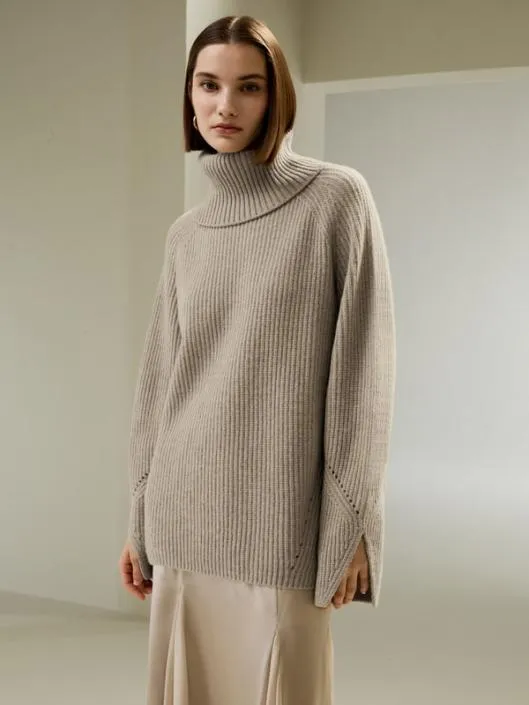Oversized Merino Wool Sweater With Slit Sleeves Women Lilysilk Knitwear