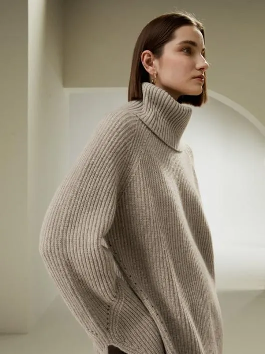 Oversized Merino Wool Sweater With Slit Sleeves Women Lilysilk Knitwear