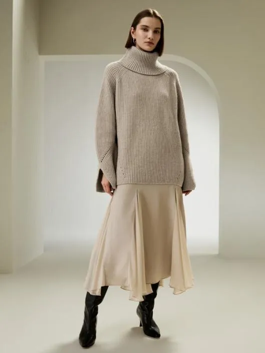 Oversized Merino Wool Sweater With Slit Sleeves Women Lilysilk Knitwear